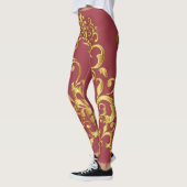 Jester Red mit Gold Damask Muster Athletic Leggings (Links)