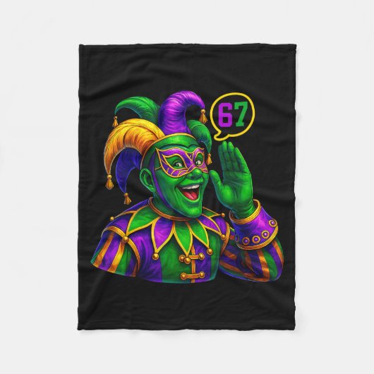 Jester Saying Six Seven 67 6 7 Meme Mardi Gras Fat Fleecedecke (Vorderseite)