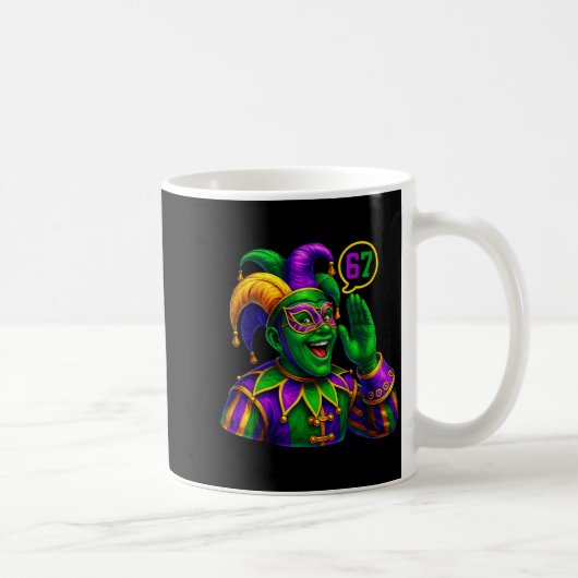 Jester Saying Six Seven 67 6 7 Meme Mardi Gras Fat Kaffeetasse (Rechts)