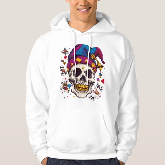 Jester-Schädel-Trickser Hoodie (Vorderseite)