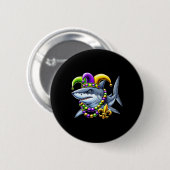 Jester Shark Beads Mardi Gras Carnival Animal Men Button (Vorne & Hinten)