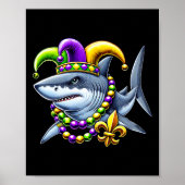 Jester Shark Beads Mardi Gras Carnival Animal Men Poster (Vorne)