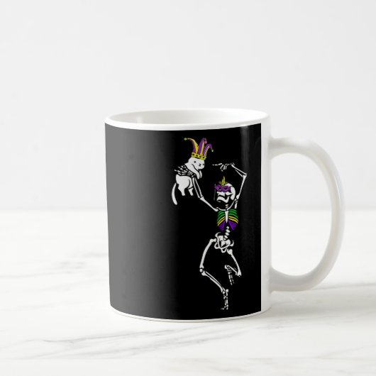 Jester Skeleton Dancing Cat Mardi Gras Mask Carniv Kaffeetasse (Rechts)