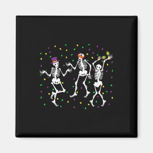 Jester Skeleton Dancing Mardi Gras Bones Carnival Magnet