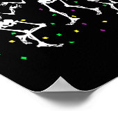 Jester Skeleton Dancing Mardi Gras Bones Carnival Poster (Ecke)