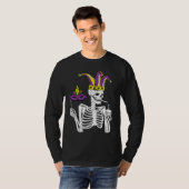 Jester Skeleton Masquerade Party Mardi Gras Mask C T-Shirt (Vorne ganz)