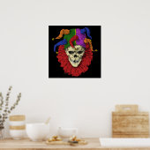 Jester Skull Beängstigend Goth Mardi Gras Clown Poster (Küche)