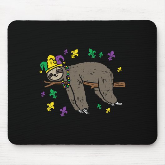 Jester Sloth Lazy Day Animal Niedlich Funny Mardi Mousepad (Vorne)