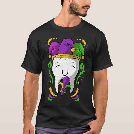 Jester Tooth Mardi Gras Dentist Dental Hygienist A T-Shirt (Vorderseite)