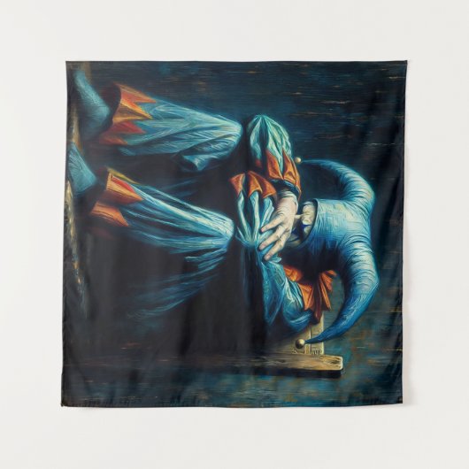 Jester trägt blaue Sitze im Vorsitz Wandteppich (Vorderseite (Horizontal))