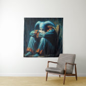 Jester trägt blaue Sitze im Vorsitz Wandteppich (Beispiel)