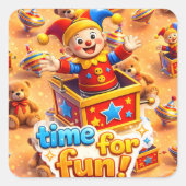 Jesters toybox quadratischer aufkleber (Vorderseite)