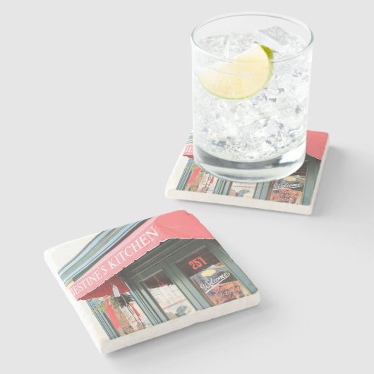 Jestines Kitchen Charleston, SC. Marmor-Untersetze Steinuntersetzer (Seitenansicht)