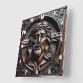 Jesu Christi Relief Kunst mit Krone der Thornen Quadratische Wanduhr (Winkel)