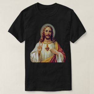 Jesu Heiliger Herzfriedenszeichen Portrait T - Shi T-Shirt