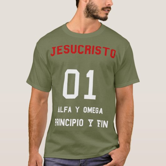 Jesucristo Alfa y Omega Principio y Fin spanisch T-Shirt (Vorderseite)