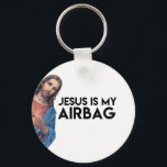 Jesuis my Airbag Schlüsselanhänger<br><div class="desc">Add a touch of humor to your car with this 'Jesus is my airbag' design. Printed on high-quality materials,  this artwork is sure to make you smile while keeping you safe on the road. Perfekt for anyone who loves to add some fun to their ride!</div>