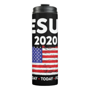 Jesus 2020 Wahl Signatur USA Flagge Patriotic Chri Thermosbecher