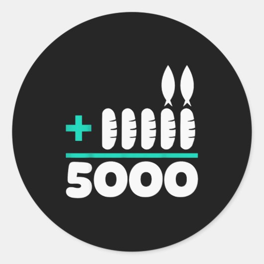 Jesus 2 Fishes 5 Breads 5000 Chosen Against The Cu Runder Aufkleber (Vorderseite)