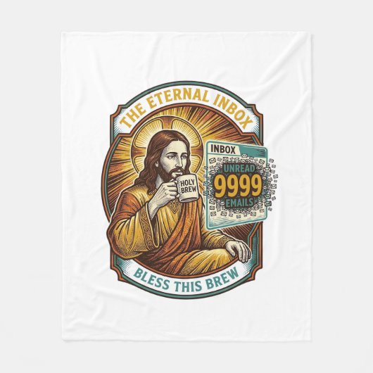 Jesus 9999 ungelesene E-Mails Inbox Zero Büro Humo Fleecedecke (Vorderseite)