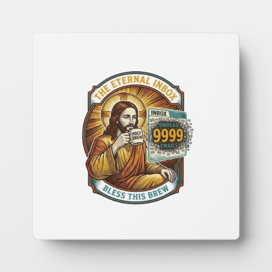 Jesus 9999 ungelesene E-Mails Inbox Zero Büro Humo Fotoplatte (Vorderseite)