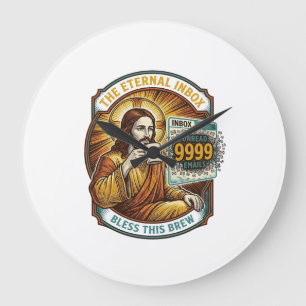 Jesus 9999 ungelesene E-Mails Inbox Zero Büro Humo Große Wanduhr
