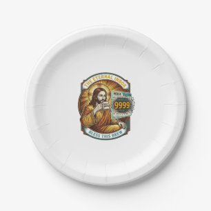 Jesus 9999 ungelesene E-Mails Inbox Zero Büro Humo Pappteller