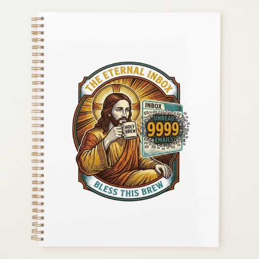 Jesus 9999 ungelesene E-Mails Inbox Zero Büro Humo Planer (Vorderseite)