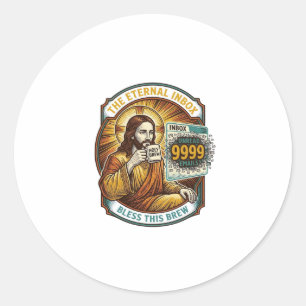 Jesus 9999 ungelesene E-Mails Inbox Zero Büro Humo Runder Aufkleber