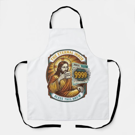 Jesus 9999 ungelesene E-Mails Inbox Zero Büro Humo Schürze (Vorderseite)