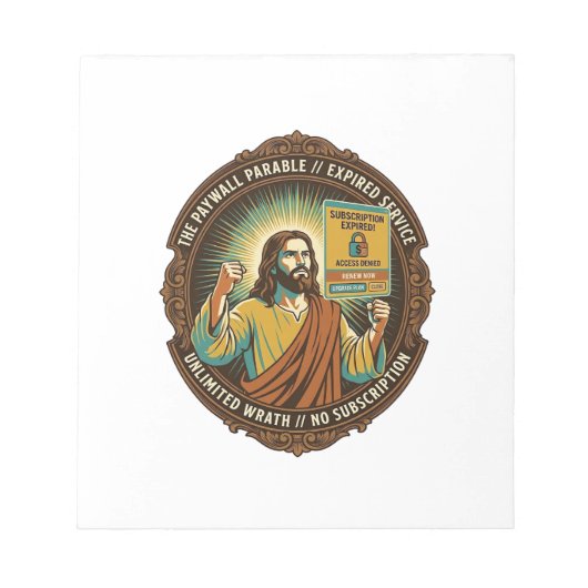 Jesus Abgelaufenes Software-Abonnement Paywall Tec Notizblock (Vorderseite)