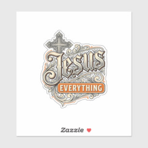 Jesus Alles Vintage Christliche Typografie Desi Aufkleber