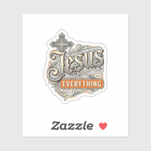 Jesus Alles Vintage Christliche Typografie Desi Aufkleber