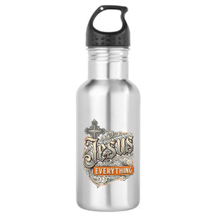 Jesus Alles Vintage Christliche Typografie Desi Edelstahlflasche