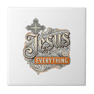 Jesus Alles Vintage Christliche Typografie Desi Fliese