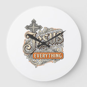 Jesus Alles Vintage Christliche Typografie Desi Große Wanduhr