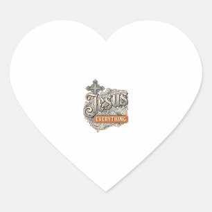 Jesus Alles Vintage Christliche Typografie Desi Herz-Aufkleber