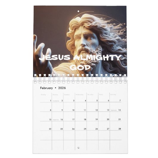 JESUS ALMIGHTY GOD gedruckt im neuen Kalenderjahr Kalender (Feb 2026)