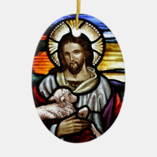 Jesus als der gute Hirte Keramikornament
