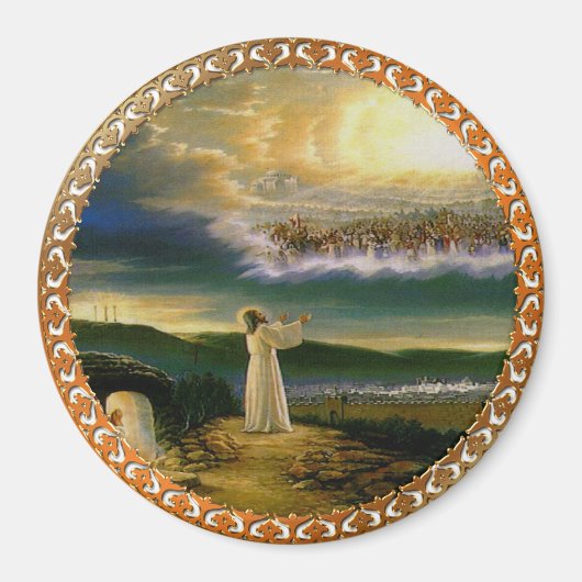 Jesus am Himmel Vintages Design Magnet (Vorne)