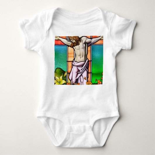Jesus am Kreuz Baby Strampler (Vorderseite)