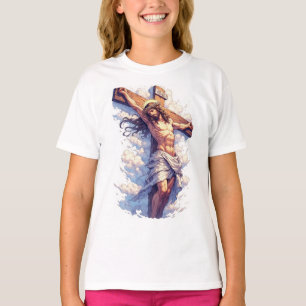 Jesus am Kreuz christliches Mädchen-T-Shirt T-Shirt