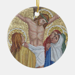 Jesus am Kreuz Mosaik religiöse Kunst Verzierung Keramikornament