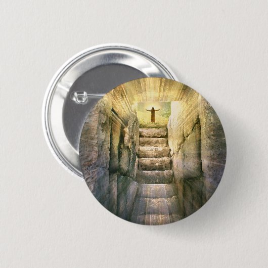 Jesus am leeren Grab Auferstehung Button (Vorne & Hinten)