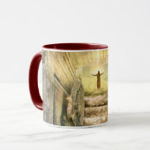 Jesus am leeren Grab Auferstehung Tasse (Vorderseite Links)