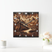 Jesus AmidMountains und Flusslandschaft Quadratische Wanduhr (Zuhause)