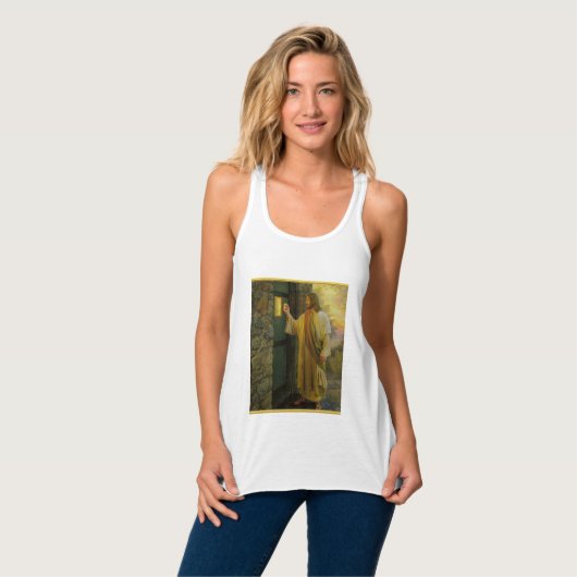 Jesus an deiner Tür mit einer Goldfolie Tank Top (Vorderseite Vollansicht)