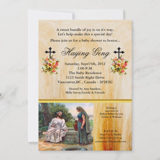 Jesus an der Christlichen Babydusche Einladung (Vorderseite)