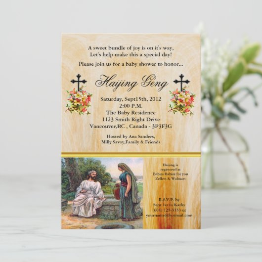 Jesus an der Christlichen Babydusche Einladung (Stehend Vorderseite)