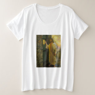 Jesus an Ihrer Tür Vintag Große Größe T-Shirt